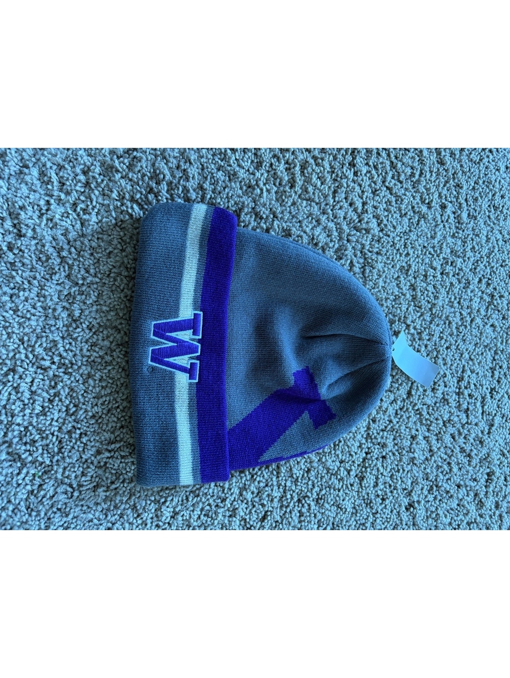 NWT University of Washington Huskies Gray and Purple Cuffed Beanie one size